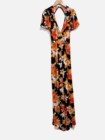 Lulus Black Floral Jumpsuit - XS