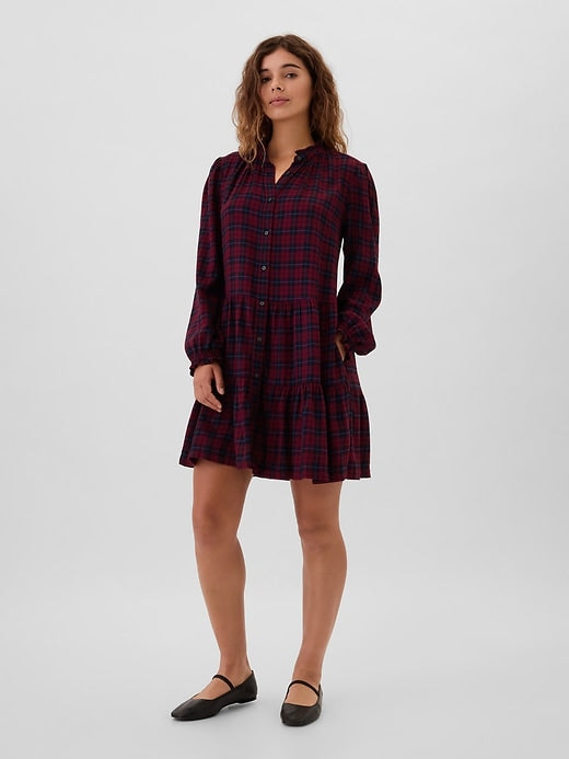 Gap NWT Maroon Plaid LS Dress - Large
