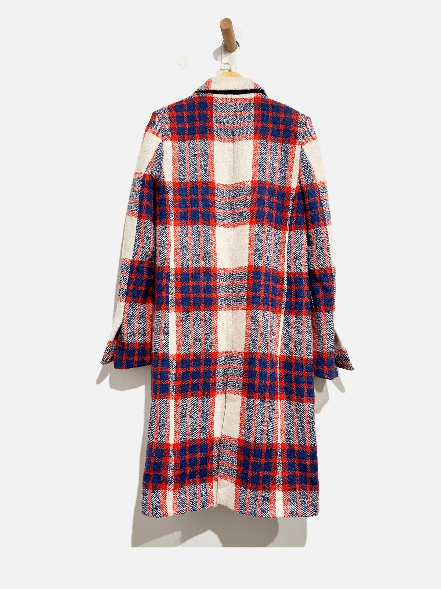 Zara Red and Blue Cream Wool Jacket - XS