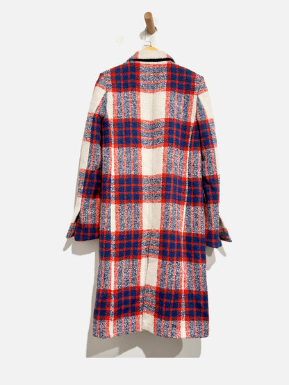 Zara Red and Blue Cream Wool Jacket - XS