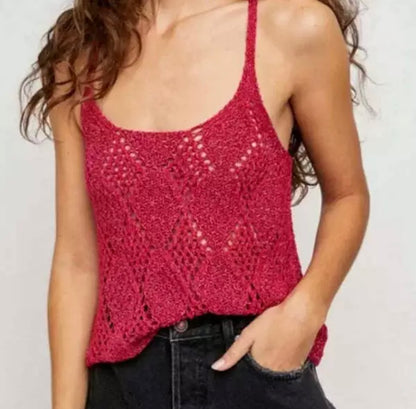 Free People Pink Cable Knit Tank
