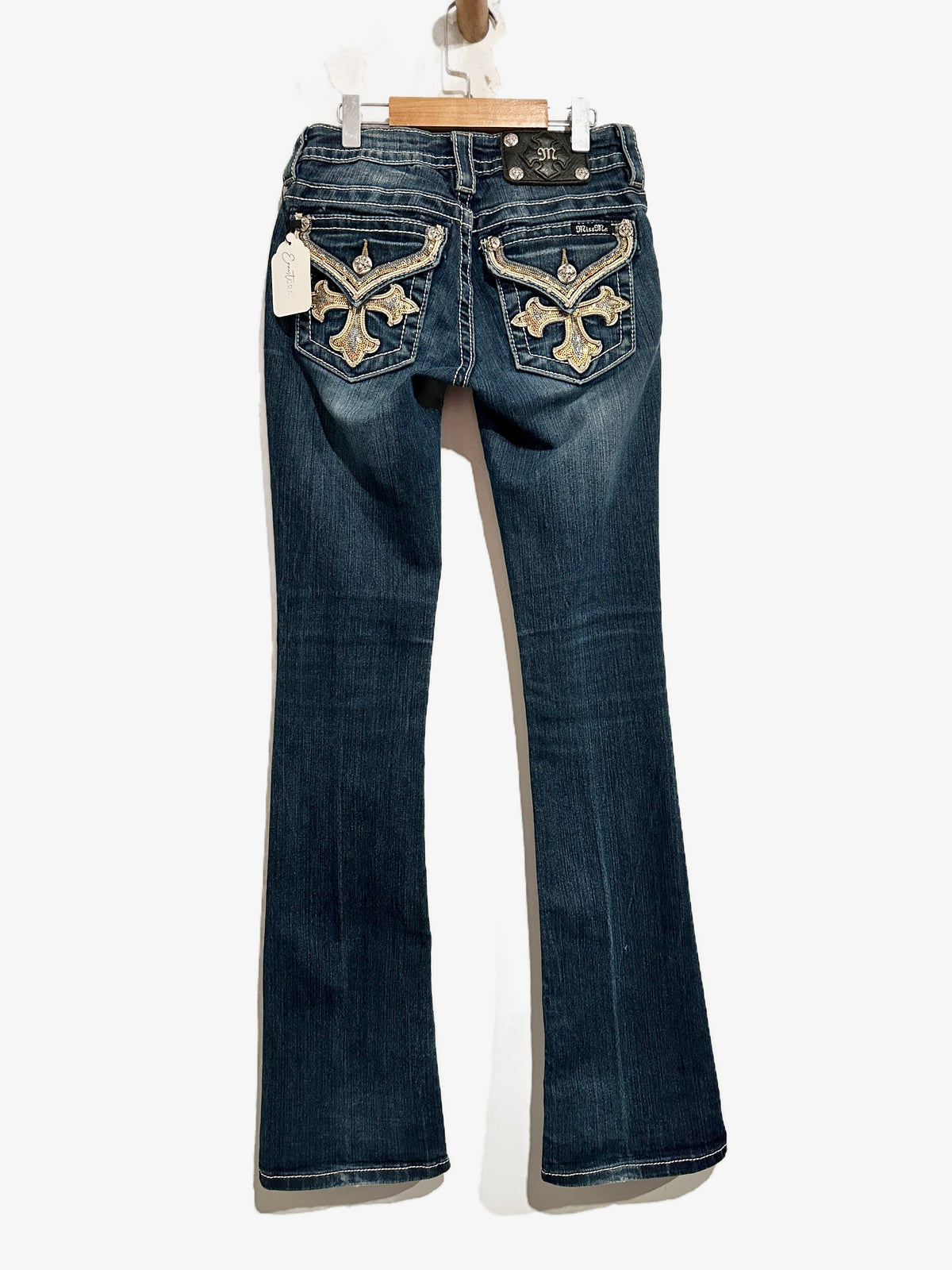 Miss Me Signature Bootcut Jeans w/ Gold Cross Pockets - 25