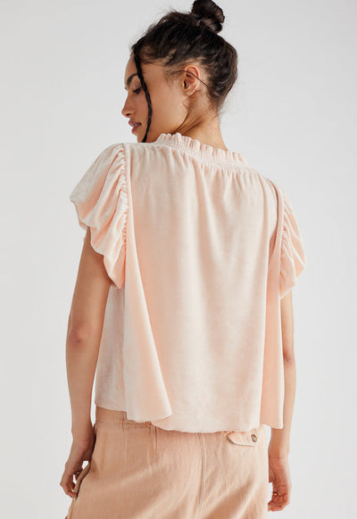 Free People Terese Velvet Top in Pink Tint - Small