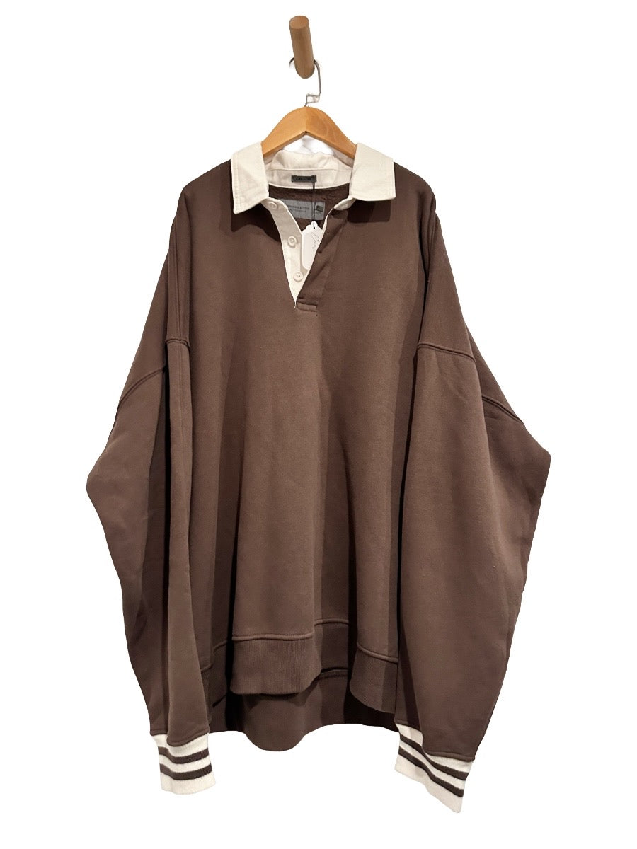 Abercrombie & Fitch Oversized Rugby Polo Sweatshirt in Brown - XXL