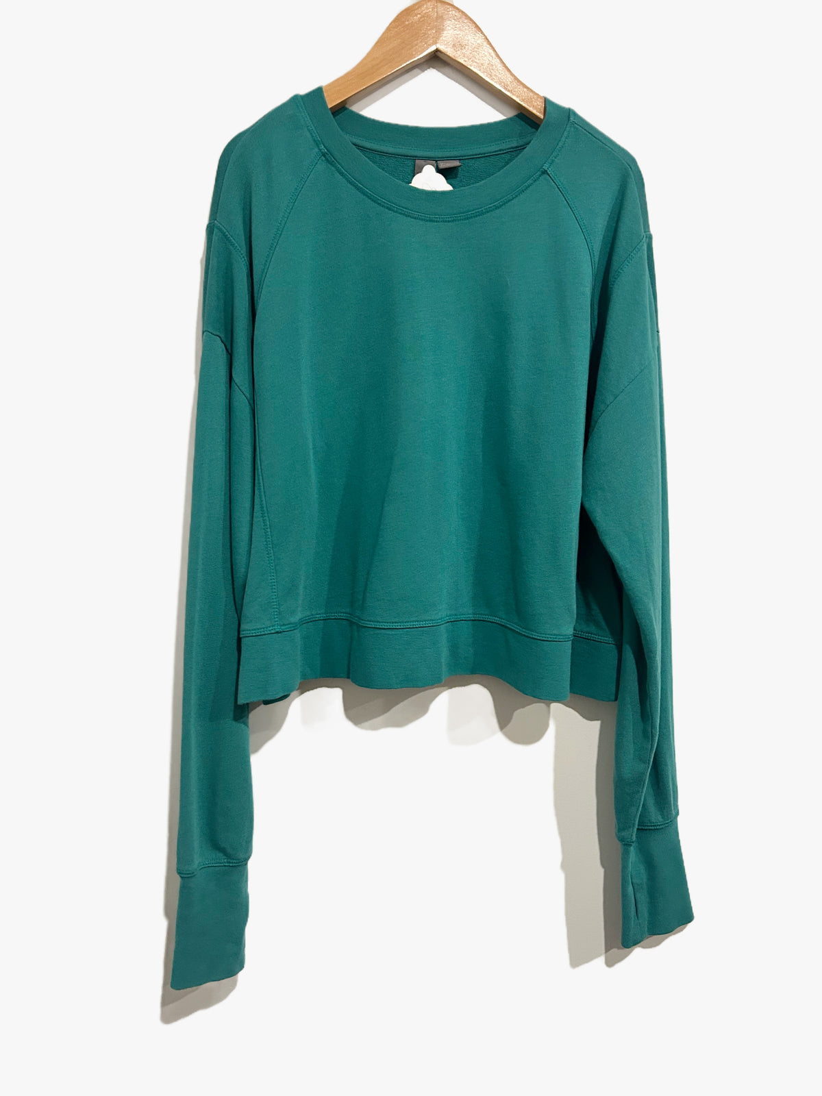 Sweaty Betty After Class Crop Sweatshirt in Petrol Green - 8