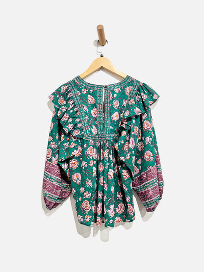 Cleobella Mylah Green Floral Blouse - XS