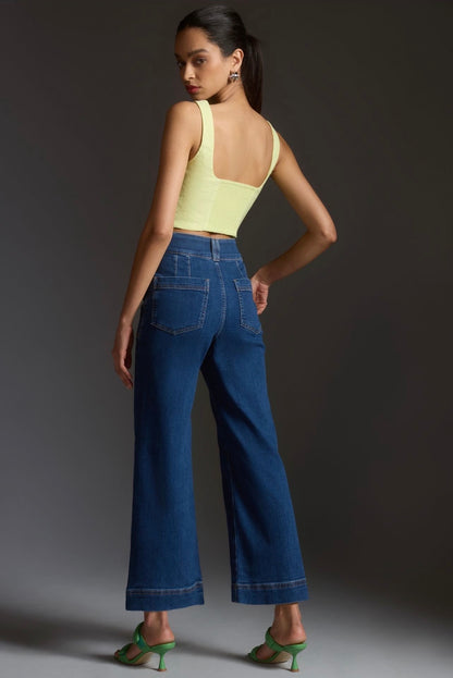 Anthropologie Pilcro The Skipper Seamed High-Rise Cropped Wide-Leg Jeans - 26