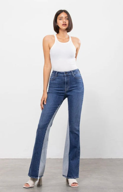 Hidden Two Tone Flare Jeans - 28