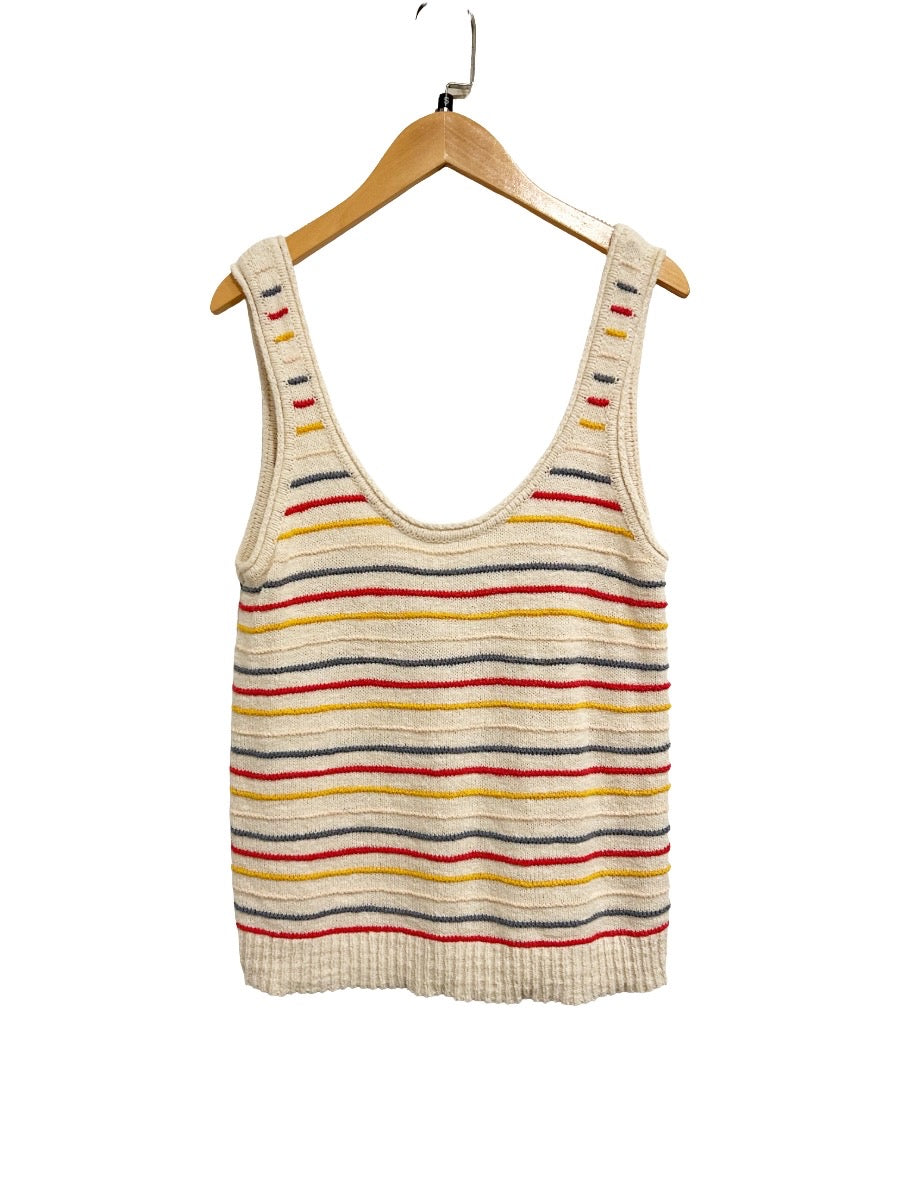 Madewell Scoop Sweater Tank in Allgood Stripe Pearl Ivory - Small