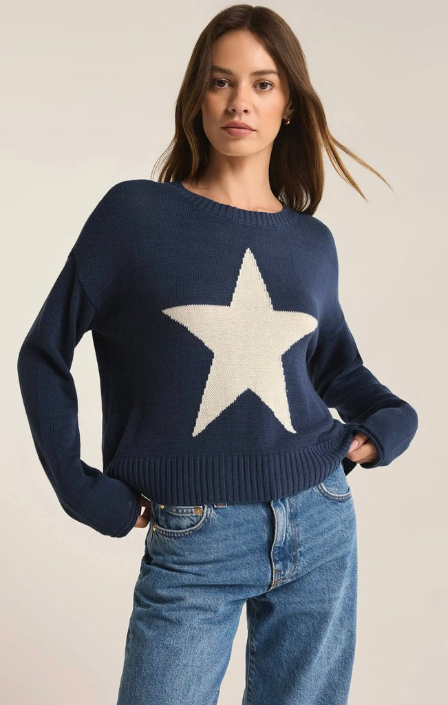 Z Supply Navy Star Sweater - Large