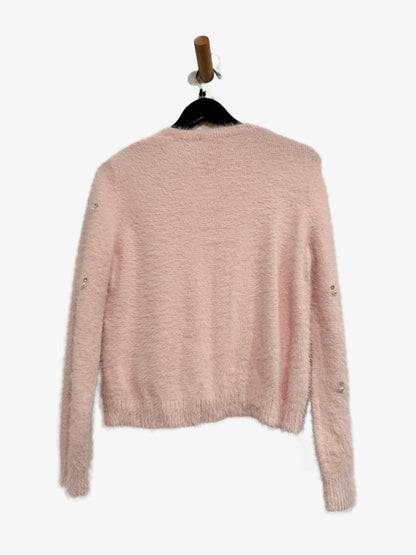 Calligraphie Pink Jeweled Eyelash Sweater - Medium