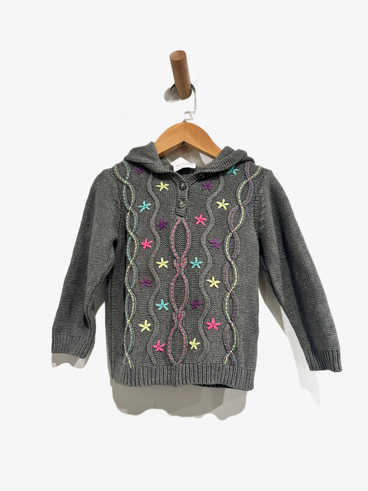 Hanna Andersson Girls Grey Cableknit Hoodie - 90/2T