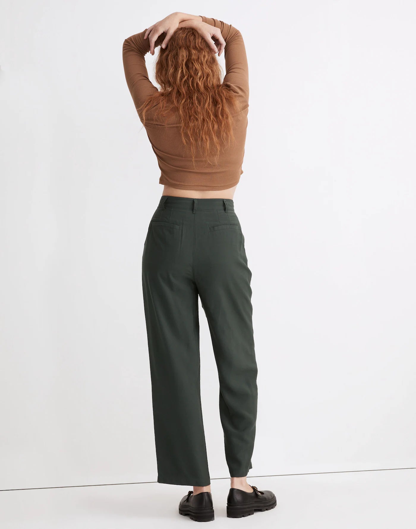 Madewell Barroway Wide-Leg Crop Pants in Dark Palm - 00