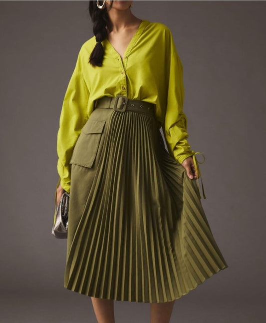Pilcro Yellow Tie Sleeve Blouse - XS