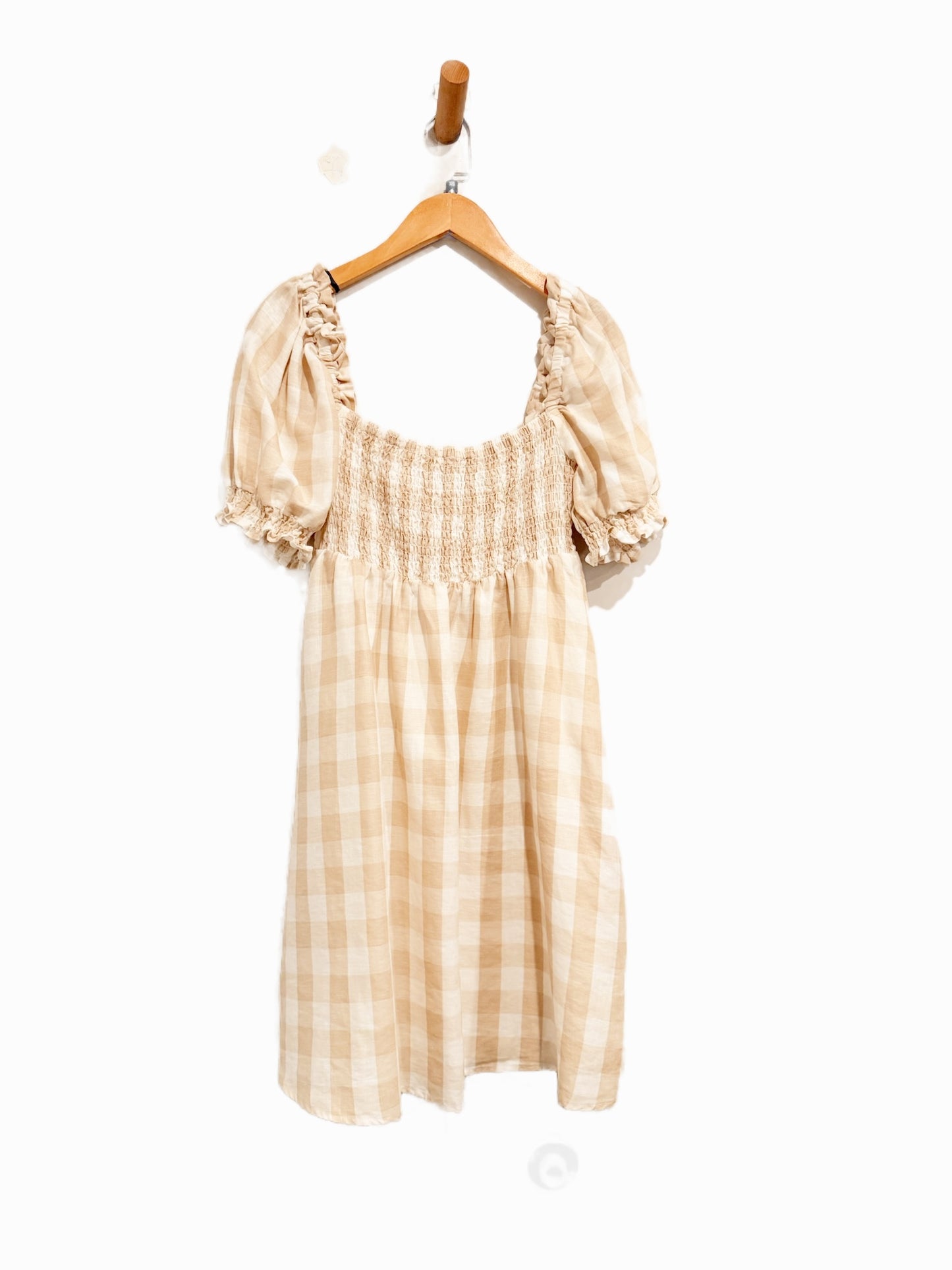 House of Harlow Cream Linen Gingham Mini Dress - XS