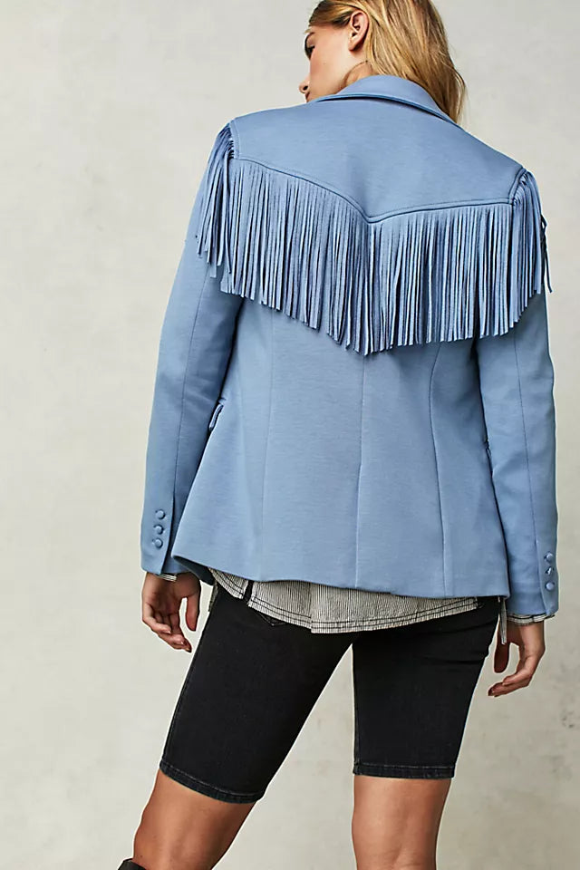 Blank NYC x Free People Show Stopper Blazer in Powder Blue - Small