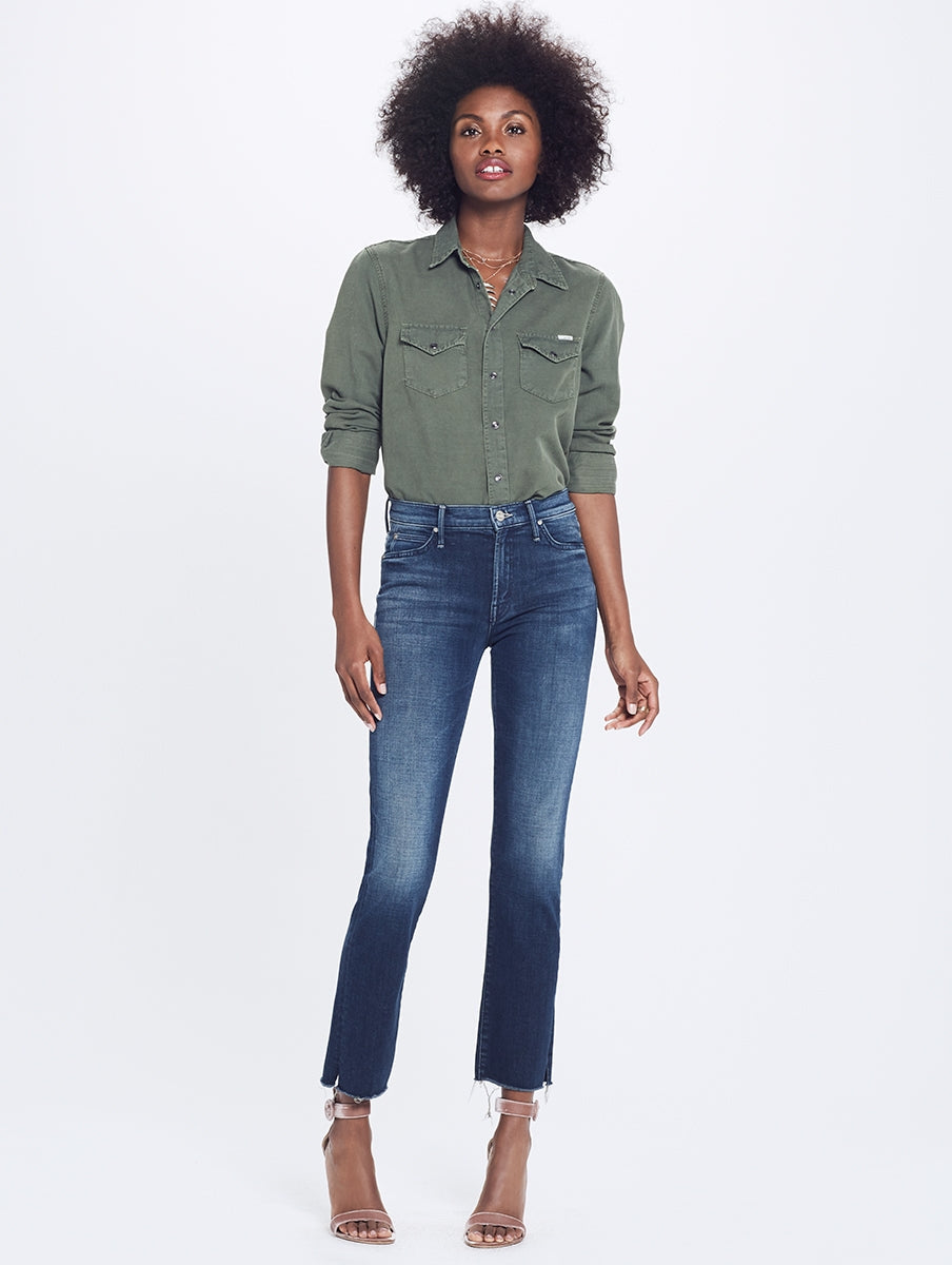 Mother The Rascal Ankle Snippet Fray Jeans in Moonlust Privateer - 26