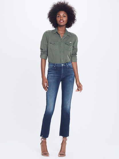 Mother The Rascal Ankle Snippet Fray Jeans in Moonlust Privateer - 26