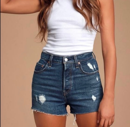 Levi's Ribcage Shorts in Charleston Chill - 24