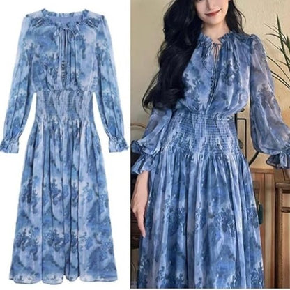 O.P.T. Blue Floral Maxi Dress Size Large