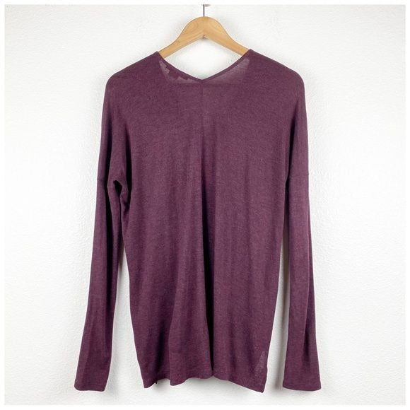 Vince Double V-Neck Drop Sleeve Top in Burgundy Size Small