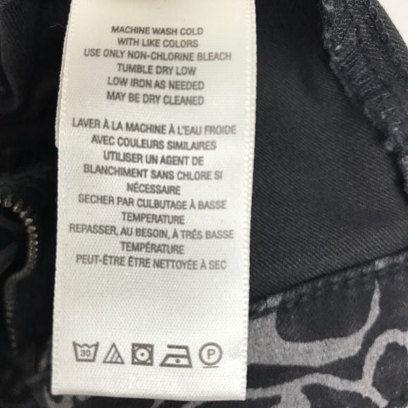 Free People Just Float On Printed Flare Jeans Black Paisley Discharge Sz 24