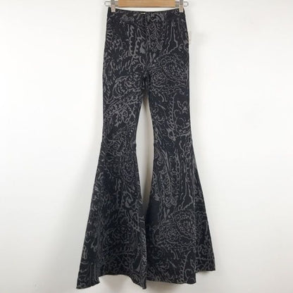 Free People Just Float On Printed Flare Jeans Black Paisley Discharge Sz 24