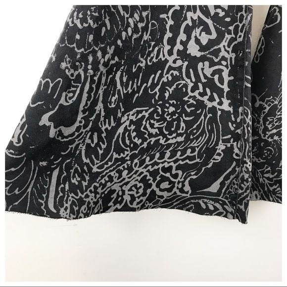 Free People Just Float On Printed Flare Jeans Black Paisley Discharge Sz 24