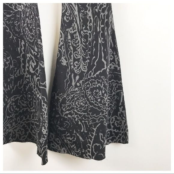 Free People Just Float On Printed Flare Jeans Black Paisley Discharge Sz 24