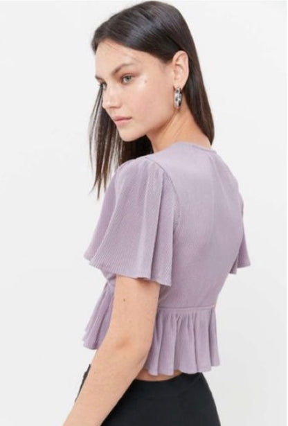 Urban Outfitters Rori Ribbed Plunging Babydoll Top - Small