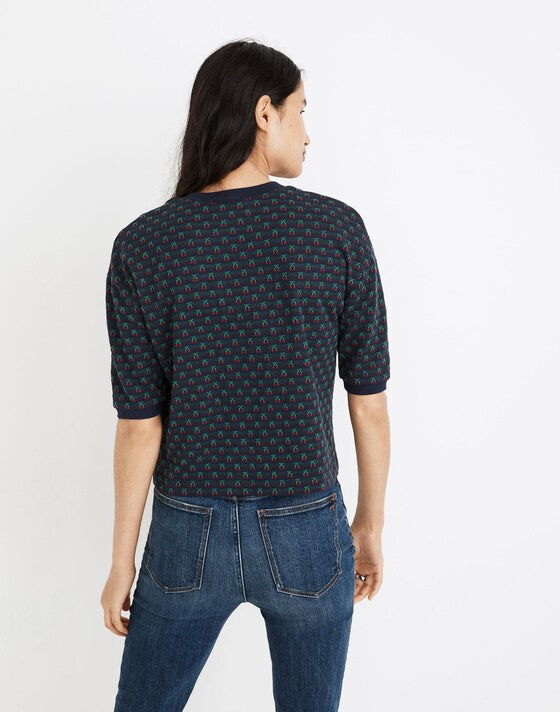 Madewell Cherry Jacquard Top in Rusted Red - Small