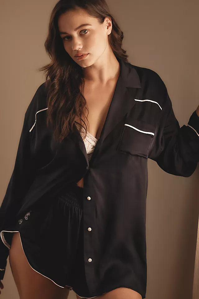 Anthropologie Silky Western Pajama Top & Shorts Set