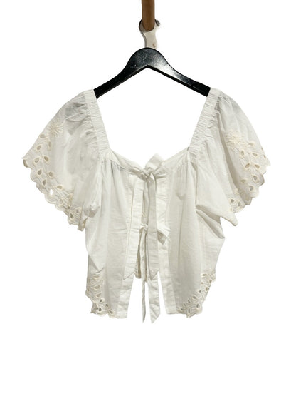 NWT American Eagle White Tie Back Eyelet Crop Top - Large