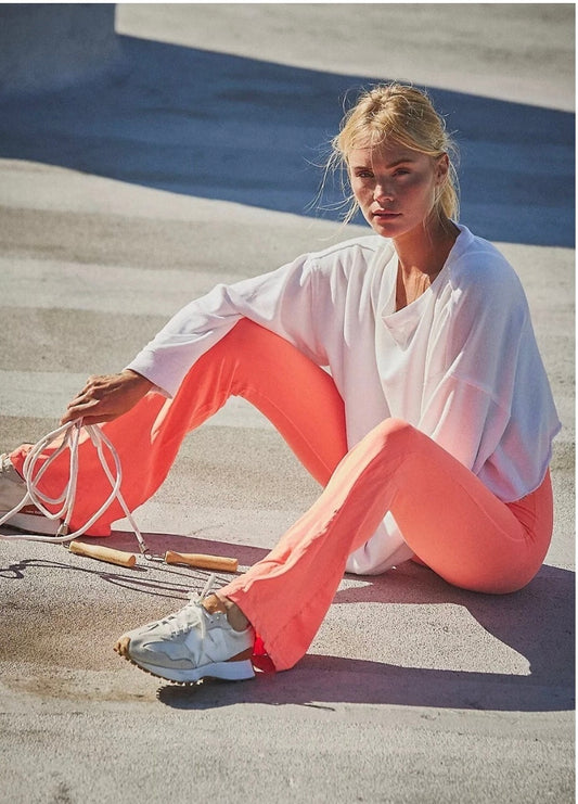 Free People Movement Good Karma Flare Pants in Coral Pink - XS/S