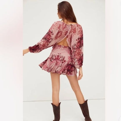 Free People NWT 7 Wonders Paisley Print Mini Dress Size Medium