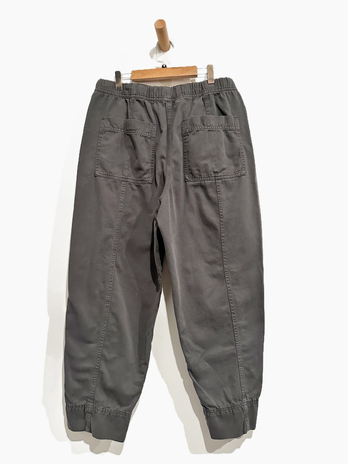 Zara Grey Cotton Trousers with Elasticated Waist - Medium