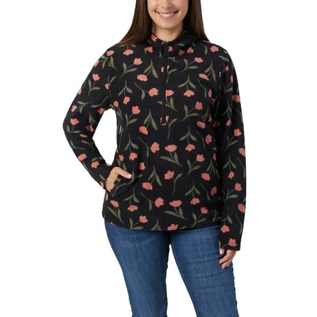 O’Neill Josie Black Floral Half Zip Hoodie - Small