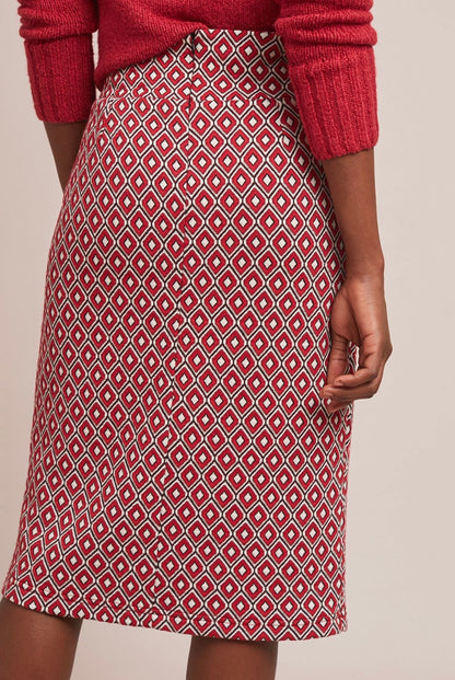 Anthropologie Maeve Wiles Red Pattern Pencil Skirt - Small