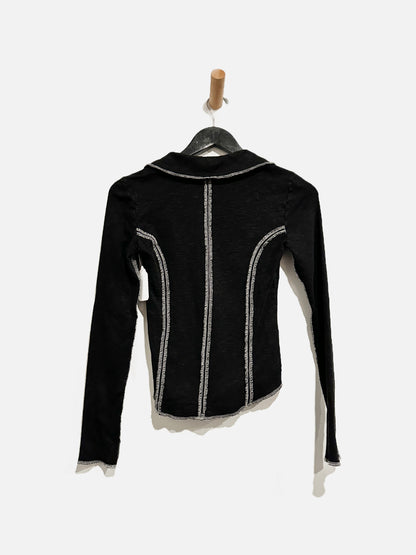 Anthropologie Pilcro Black Collared Top - XXS