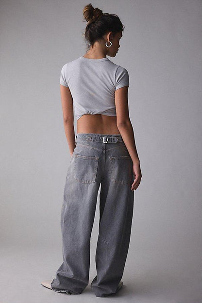 Urban Outfitters BDG Logan Buckle Baggy Barrel Jeans in Gray- 25