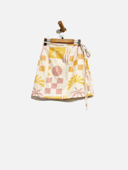 Pepper Mayo White/Yellow/Pink Wrap Skirt - 6