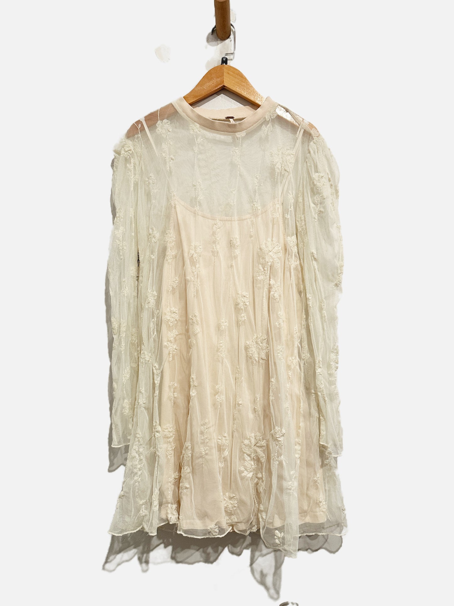 Free People Cream Lace Mini Dress - Medium