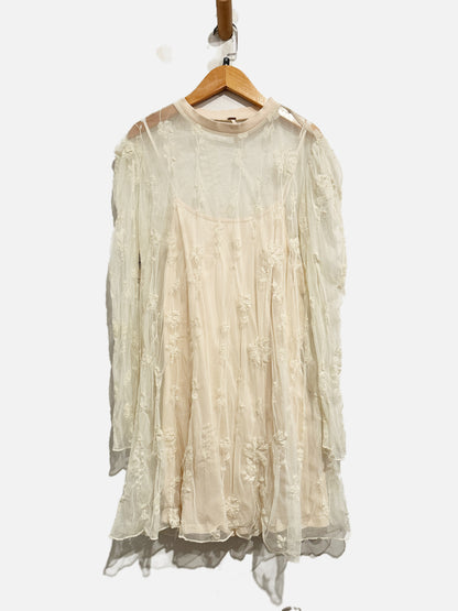 Free People Cream Lace Mini Dress - Medium