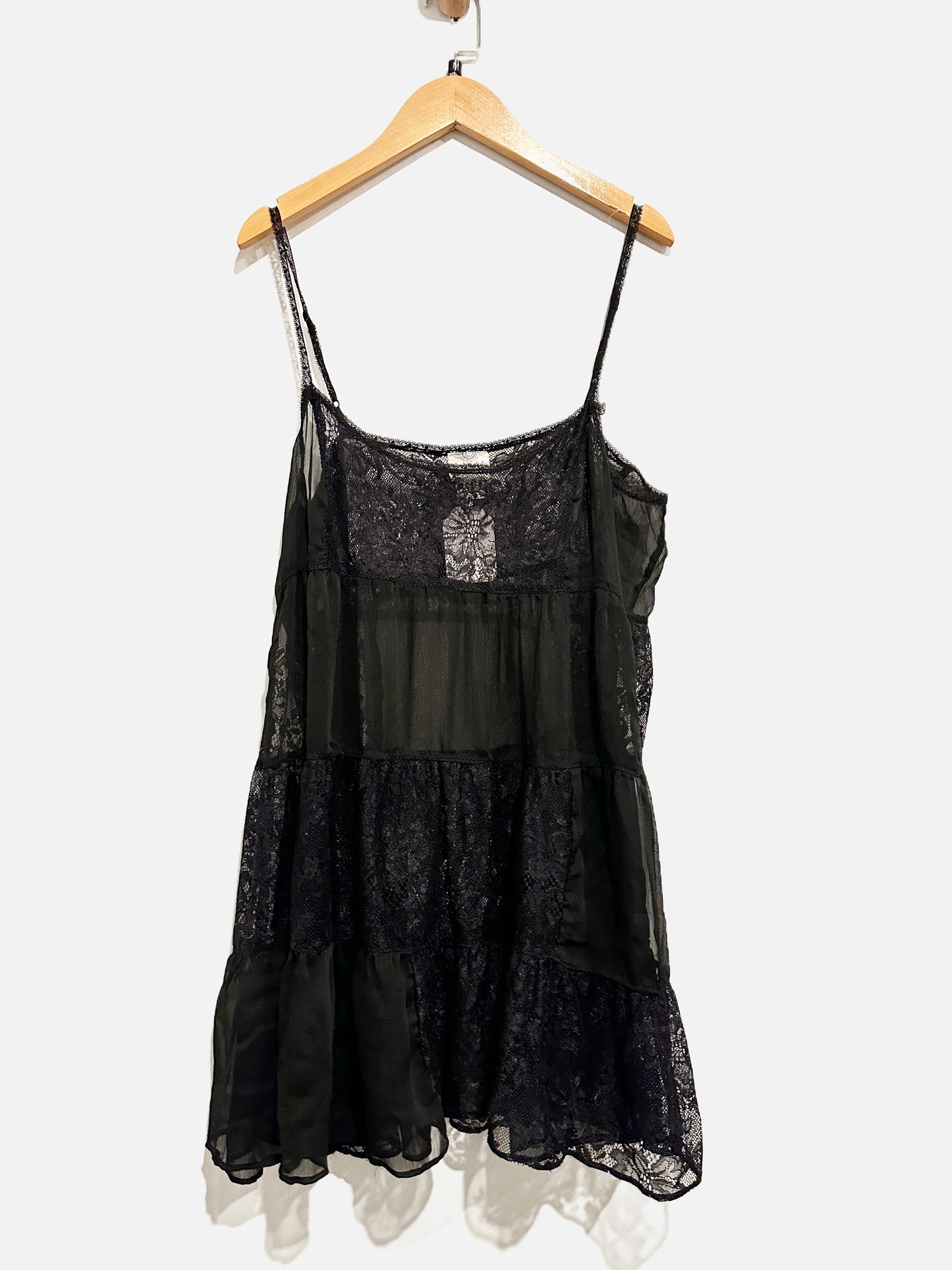 Free People Black Lace Slip Tunic - Medium