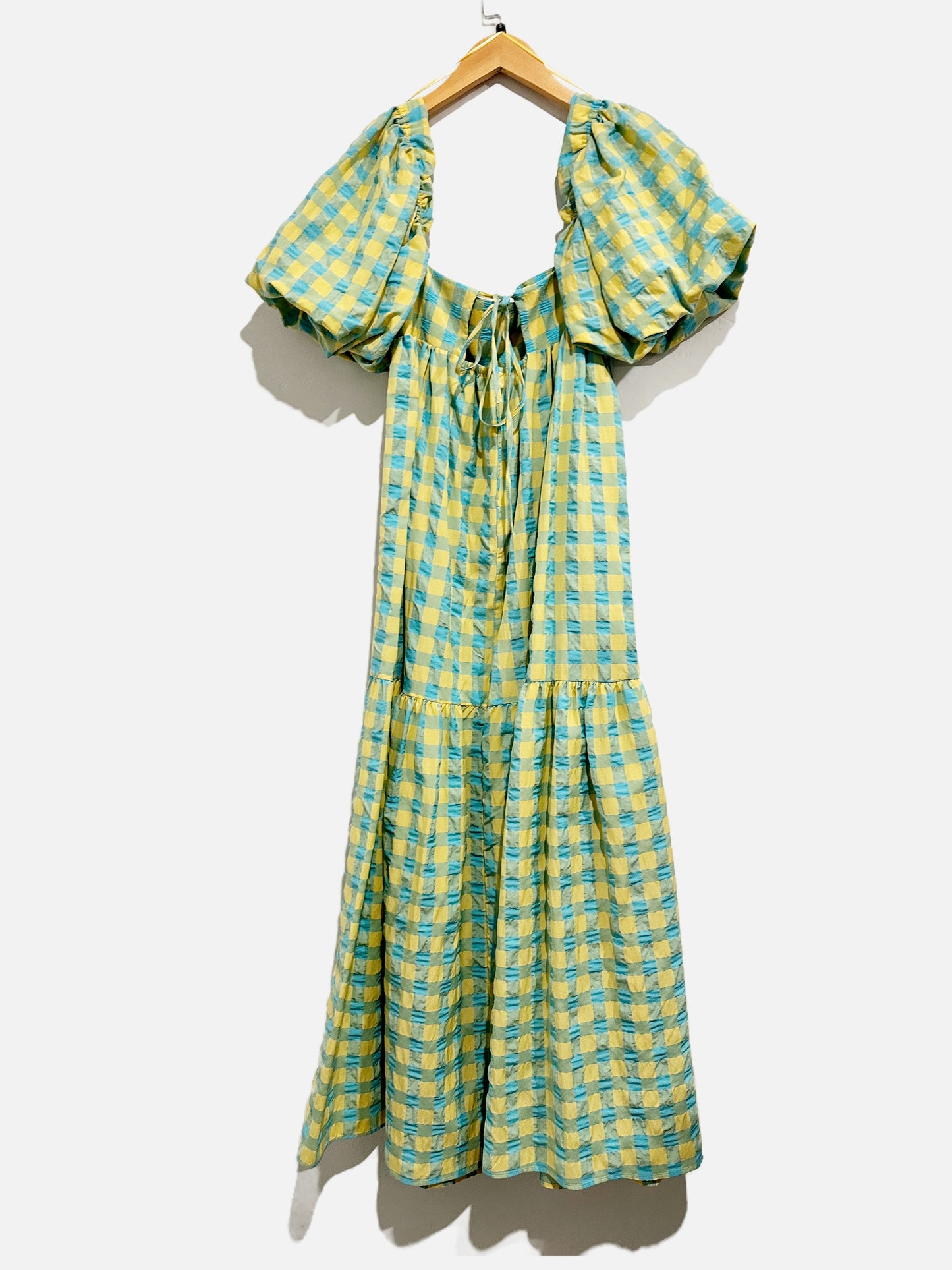 Zara Yellow and Blue Checkered Maxi Dress - Small