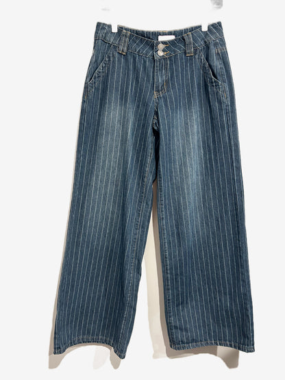 Edikted Cory Striped Low Rise Baggy Jeans - Small