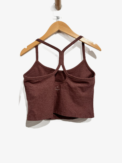 Beyond Yoga Spacedye Slim Racerback Cropped Tank in Cabernet Heather - Large