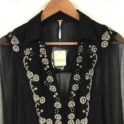 Free People Kasey Embellished Top Size Small