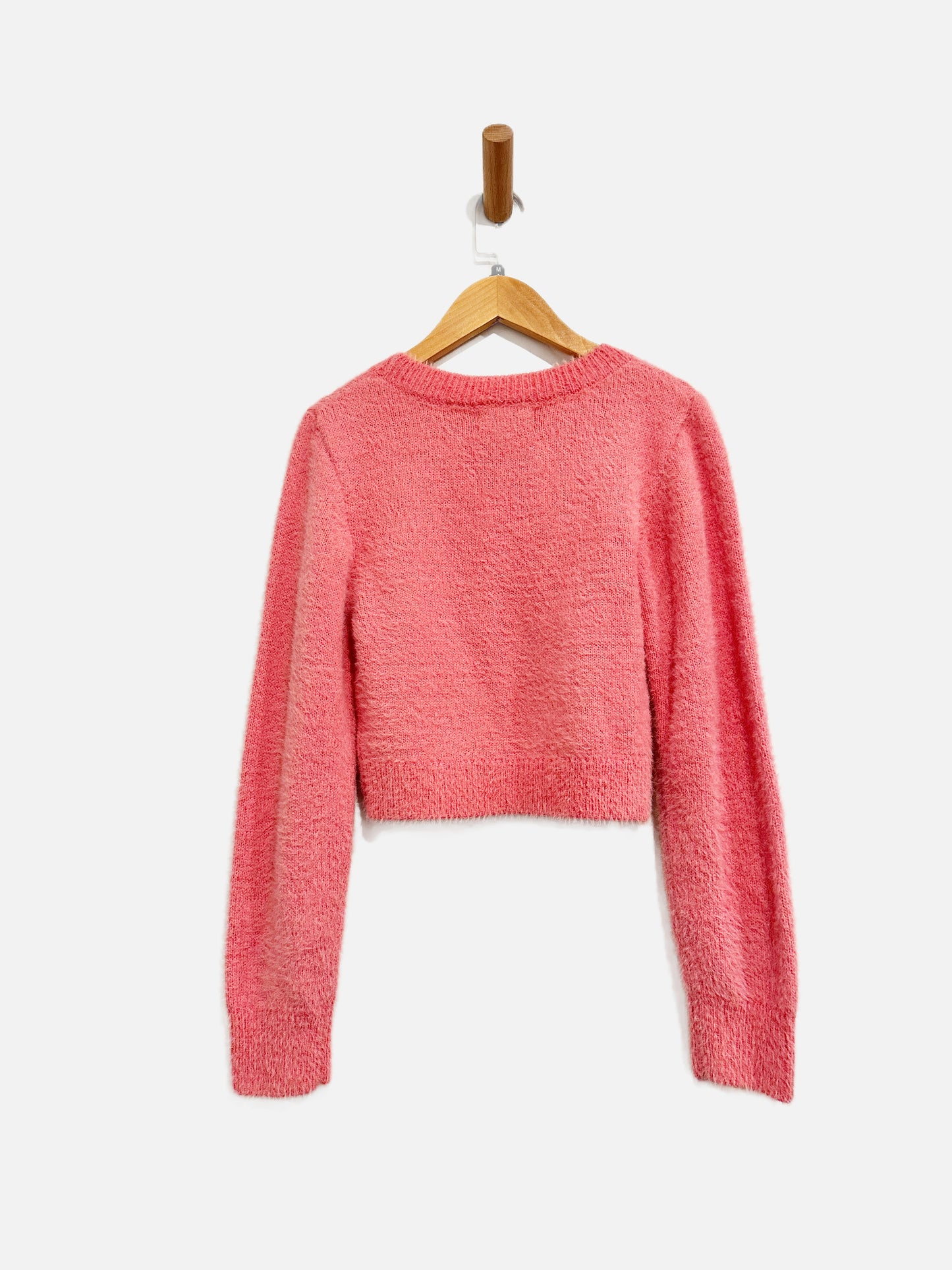 Urban Outfitters Pink Eyelash Crop Sweater  - Medium