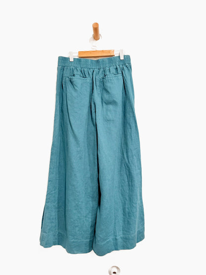 Athleta Playa Linen Wide Crop Pant in Borealis Green - 8